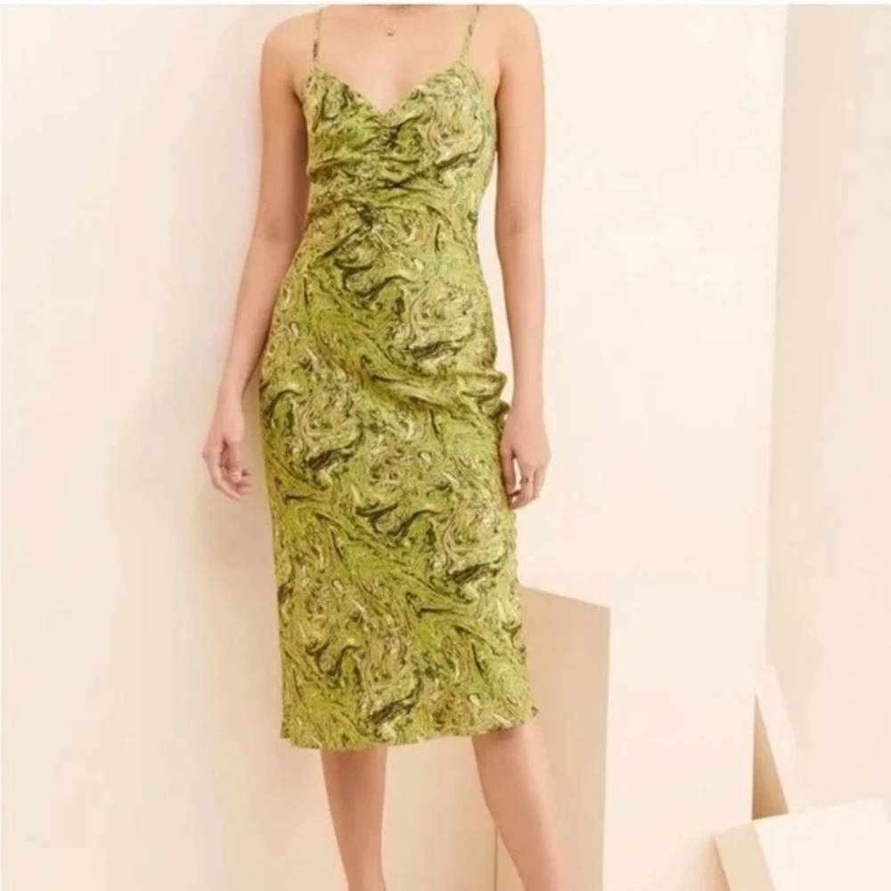 Anthropolgie/Du Paradis Marble Green Slip Dress